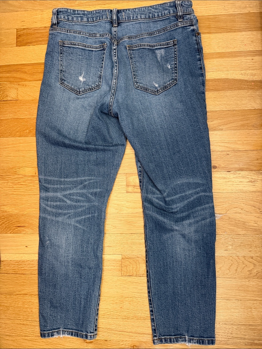 Oasis Women's Distressed Medium Blue Boyfriend Jeans - Picture 3 of 4